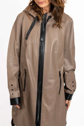 Women's leather coat Zhiselle Beige Caramel